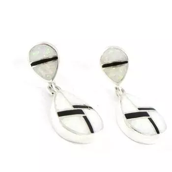 Les Trsors De Lily [H8303] - Серебряные серьги с ониксом и опалом Chiyesa