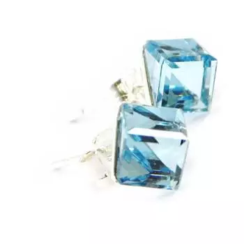 Les Trsors De Lily [I1084] - 6 мм бирюза Crystal Cubes Silver ER