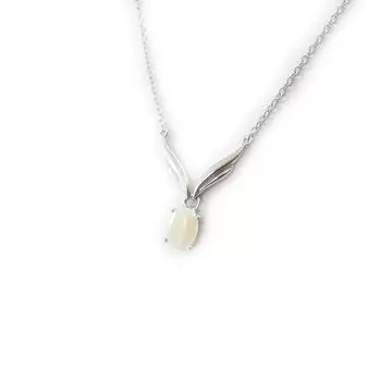 Les Trsors De Lily [I2600] - Серебряное ожерелье Goddess Opal Белое серебро (покрытие родием) - 8x6 мм