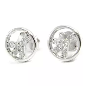 Les Trsors De Lily [I3728] - Серебряные серьги Peace серебристо-белые (родированное покрытие) - 8 мм