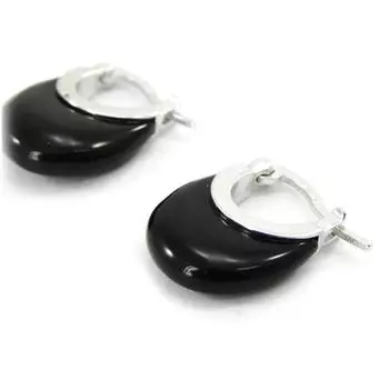 Les Trsors De Lily [I4216] - Серебряные серьги-кольца Ruth серебряный оникс (родированное покрытие) - 13x12 мм