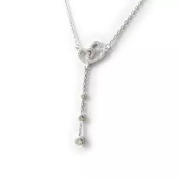 Les Trsors De Lily [I4324] - Серебряное колье Любовь серебристо-белое (родий) - 5 см