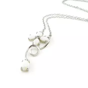 Les Trsors De Lily [I8928] - Серебряное колье Goddess Opal Серебристо-белый (покрытие родием) - 30x15 мм