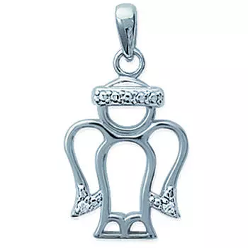 Les Trsors De Lily [I9072] - Серебряная подвеска Ангел-хранитель белое серебро (родированное покрытие) - 27x15 мм