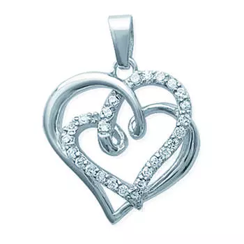Les Trsors De Lily [I9075] - Серебряный кулон Любовь серебристо-белый (родированное покрытие) - 28x22 мм