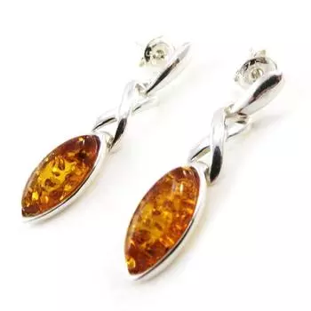 Les Trsors De Lily [J0039] - Серебряные серьги Вдохновение серебряный янтарь (родированное покрытие) - 30x8 мм