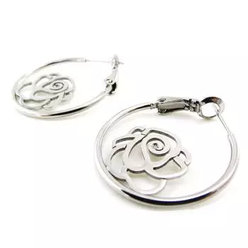 Les Trsors De Lily [J0066] - Серебряные стальные серьги-кольца Flora