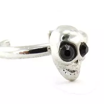Les Trsors De Lily [J1102] - Серебристо-черное кольцо на ступню Skull