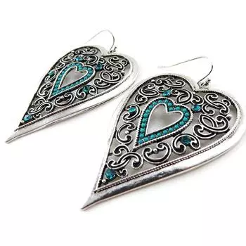 Les Trsors De Lily [J1168] - Дизайнерские серьги Love серебро бирюзовый