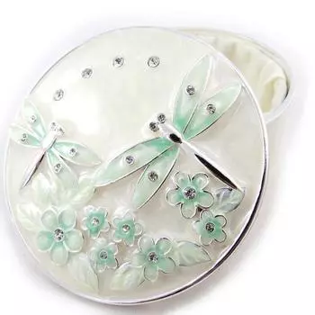 Les Trsors De Lily [J3287] - Шкатулка для украшений Шелковая стрекоза жемчужно-зеленая - 7x3 см