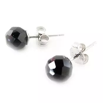 Les Trsors De Lily [J3520] - Серебряные серьги Crystal Balls черные 6 мм