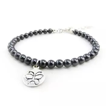 Les Trsors De Lily [J3884] - Серебряный браслет Mineralia бабочка из гематита