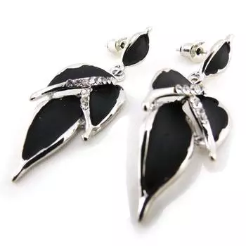 Les Trsors De Lily [J3955] - Дизайнерские серьги Sissi матовое черное серебро