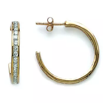 Les Trsors De Lily [J4403] - Позолоченные серьги-кольца Богиня из белого золота - 25x2 мм