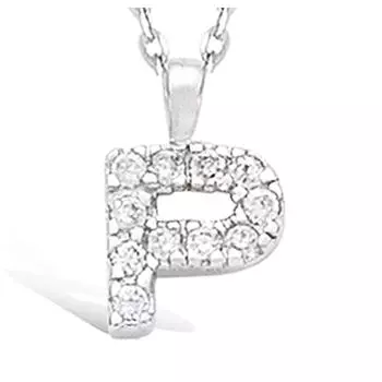 Les Trsors De Lily [J5297] - Позолоченная подвеска Буква P из белого серебра (родированное покрытие) - 9x9 мм