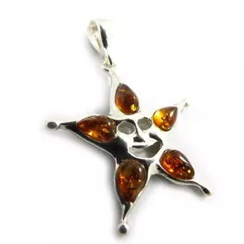 Les Trsors De Lily [J5661] - Серебряный кулон «Звезда» из янтаря