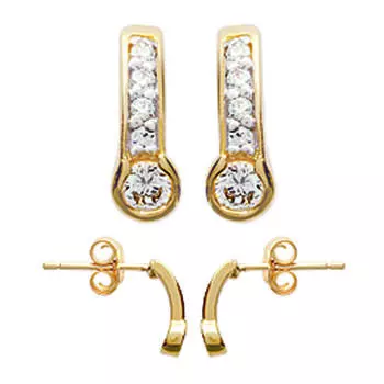 Les Trsors De Lily [J6036] - Позолоченные серьги-кольца Desse , золотисто-белые - 10x4 мм