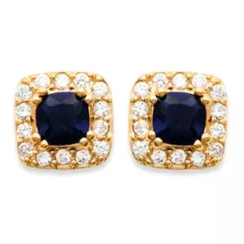 Les Trsors De Lily [J6047] - Позолоченные серьги Victorina белое сапфировое золото - 9x9 мм