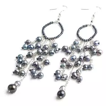 Les Trsors De Lily [J6184] - Серые дизайнерские серьги Mineralia