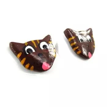 Les Trsors De Lily [J6747] - Дизайнерские серьги Кошки коричневые