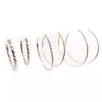 Les Trsors De Lily [J6777] - 3 пары серебряных серег-кольцов Chorographie 3-4-5 см