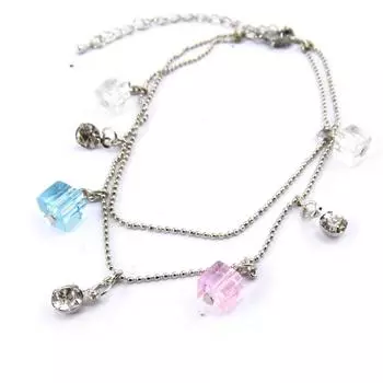 Les Trsors De Lily [J6933] - Ножной браслет-цепочка Sissi белый розовый синий