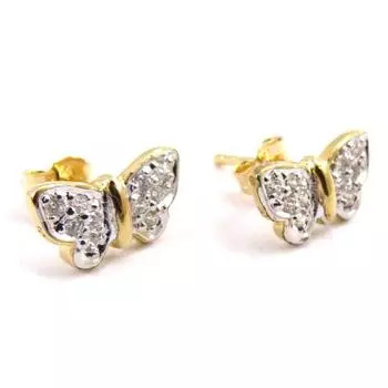 Les Trsors De Lily [J7108] - Позолоченные серьги «Белые бабочки»