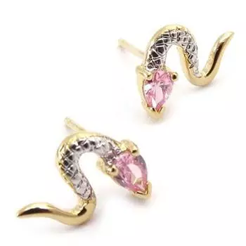 Les Trsors De Lily [J8142] - Позолоченные серьги с розовыми змеями