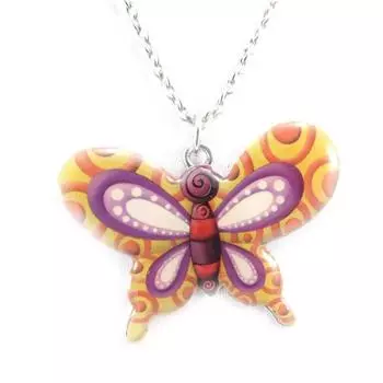 Les Trsors De Lily [J8466] - Дизайнерское колье Butterfly разноцветное серебро.