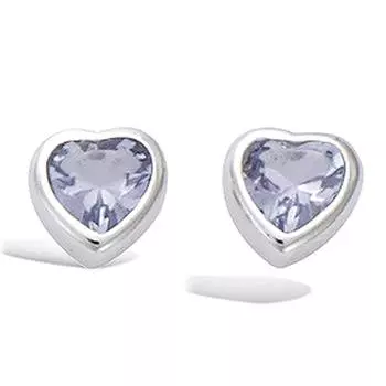 Les Trsors De Lily [J8627] - Серебряные серебряные серьги Любовь с синим танзанитом (родированное покрытие) - 5x5 мм