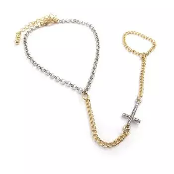 Les Trsors De Lily [J8917] - Двухцветная цепочка на щиколотке «крест».