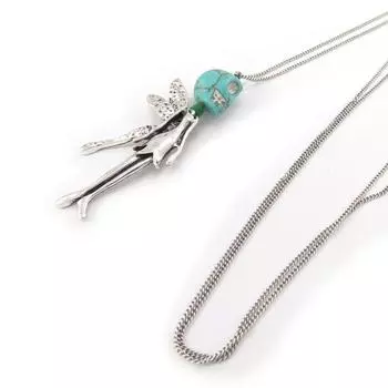 Les Trsors De Lily [J9018] - дизайнерское длинное колье Tte de Mort из серебра с бирюзой