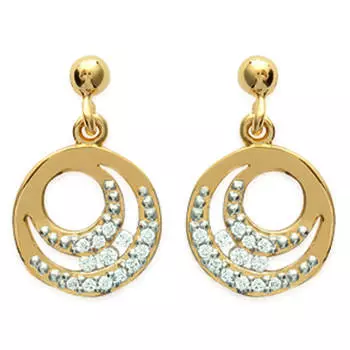 Les Trsors De Lily [J9409] - Белые позолоченные серьги Goddess - 17x11 мм