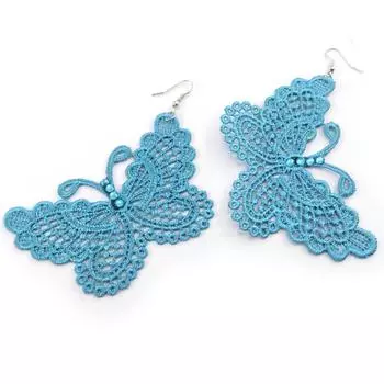 Les Trsors De Lily [J9455] - Дизайнерские серьги из бирюзового кружева Butterflies .