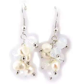 Les Trsors De Lily [K1089] - Жемчужно-белые дизайнерские серьги Mineralia