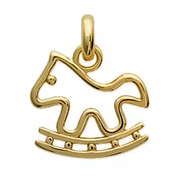 Les Trsors De Lily [K3626] - Позолоченный кулон Лошадь-качалка Позолоченный - 15x13 мм
