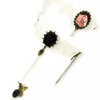 Les Trsors De Lily [K6565] - Дизайнерский комплект Courtisanes цвета слоновой кости (кружево) (кольцевой браслет + цепочка на щиколотке)