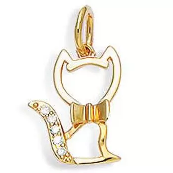Les Trsors De Lily [K6625] - Позолоченный кулон Beauty Cat белое золото - 20x10 мм