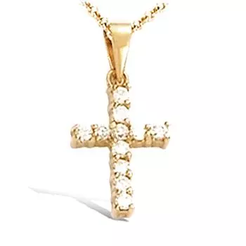 Les Trsors De Lily [K7159] - Позолоченный кулон Крест из белого золота - 15x10 мм