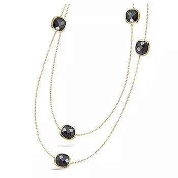 Les Trsors De Lily [K7357] - Длинное колье с позолотой Linda черное золото - 12 мм