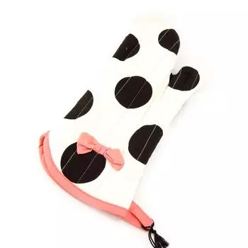 Les Trsors De Lily [K7802] - Дизайнерская кухонная перчатка Хозяйка Большие белые черные точки белый