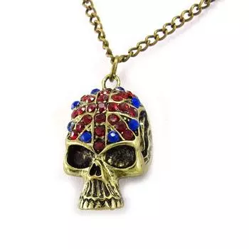 Les Trsors De Lily [K8051] - Дизайнерское колье Tte de Mort британский флаг - 70 см- 3x2 см