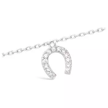 Les Trsors De Lily [K9140] - Серебряный ножной браслет Подкова белое серебро (родий) - 24 см, 8 мм