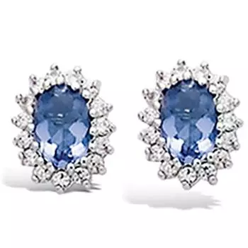 Les Trsors De Lily [L0787] - Серебряный танзанит (родий) Серебряные серьги Sissi - 9x7 мм