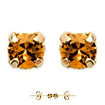 Les Trsors De Lily [L1124] - Позолоченный янтарь Серьги «Brilliant» позолоченные - 3 мм