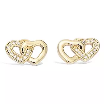 Les Trsors De Lily [L1265] - Позолоченные серьги Love из белого золота - 11x7 мм
