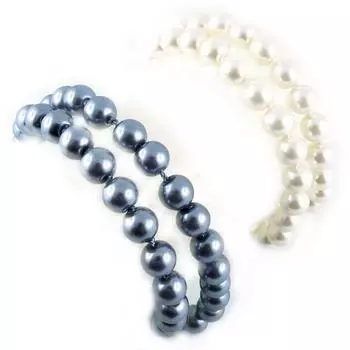 Les Trsors De Lily [L2665] - 2 браслета Perla серая слоновая кость (8 мм)