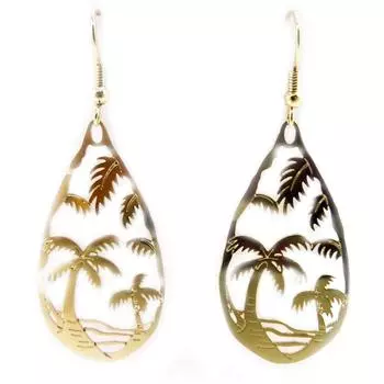 Les Trsors De Lily [L3040] - Позолоченные серьги Vahin Golden (пальмы) - 55x20 мм