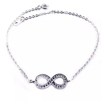 Les Trsors De Lily [L3852] - Белый серебряный браслет «Бесконечность»