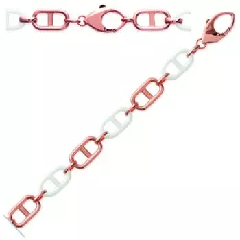 Les Trsors De Lily [L3882] - Позолоченный браслет Marine Mesh розовато-белая керамика - 19 см 10 мм